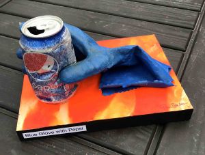Blue Glove with Pepsi (beach trash) Base 20 x 25cm