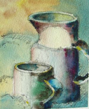 Cup and Pitcher Watercolour; 10 x 15cm