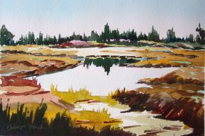 Chebogue Marsh Watercolour; 25.5 x 16cm